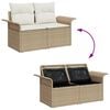 vidaXL Garten-Sofa-Set mit Kissen mit Speicher 7 pcs Beige Poly Rattan