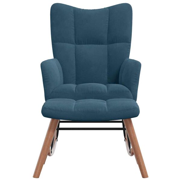 vidaXL Schaukelstuhl mit Hocker Blauer Samt