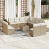 vidaXL 12-tlg. Garten-Sofagarnitur mit Kissen Beige Poly Rattan