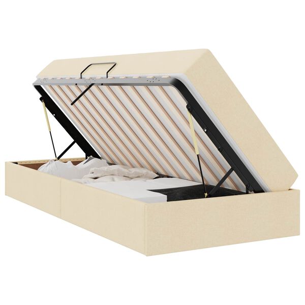 vidaXL Aufbewahrungsbett mit Matratze Creme 90 x 190 cm Polyester