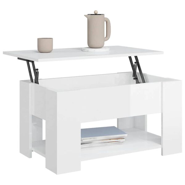 vidaXL Couchtisch Hochglanz-Wei&szlig; 79x49x41 cm Holzwerkstoff