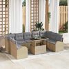 vidaXL Gartensofa-set mit Kissen mit Speicher 10 pcs Beige Poly Rattan
