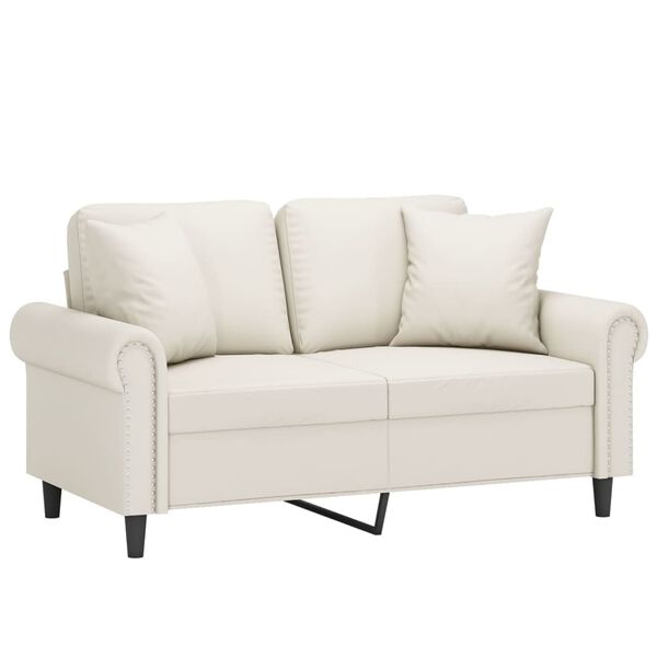 vidaXL 2-Sitzer-Sofa mit Kissen Creme 120 cm Kunstleder
