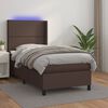 vidaXL Boxspringbett mit Matratze & LED Braun 80x200 cm Kunstleder
