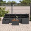 vidaXL Garten-Sofa-Set mit Kissen 7 pcs Schwarz Poly Rattan
