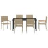 vidaXL Garten Essgruppe mit Kissen 7 pcs Beige Poly-Rattan