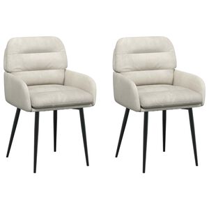 vidaXL Esszimmerst&uuml;hle 2 pcs Samt Creme 59 x 59,5 x 90 cm