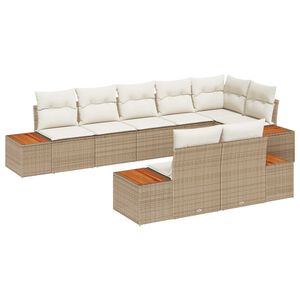 vidaXL Gartensofa-set mit Kissen 8 pcs Beige und Creme Polyrattan