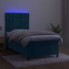 vidaXL Boxspringbett mit Matratze & LED Dunkelblau 100x200 cm Samt