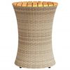 vidaXL Garten-Beistelltisch Trommelform Beige Poly Rattan Massivholz