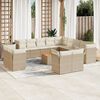 vidaXL 14-tlg. Garten-Sofagarnitur mit Kissen Beige Poly Rattan