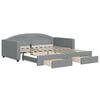 vidaXL Tagesbett Ausziehbar mit Schubladen Hellgrau 100x190 cm Stoff