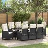 vidaXL Garten Essgruppe mit Kissen 9 pcs Schwarz Poly-Rattan