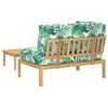 vidaXL Sofa Set mit Kissen Blatt 2 pcs Blattmuster Massivholz Akazie