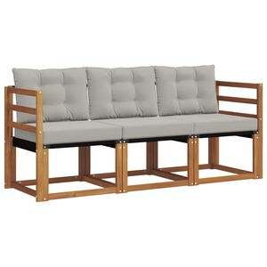 vidaXL Outdoor-Sofagarnitur 3 stk. 3-Sitzer Natur und Hellgrau