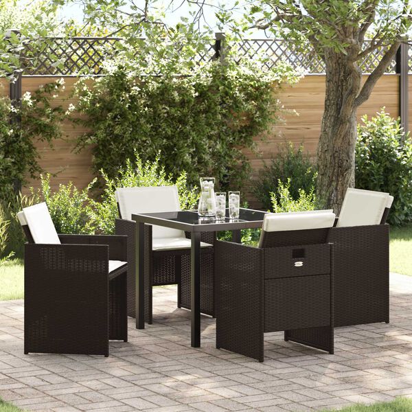 vidaXL Garten Essgruppe 5 pcs Braun Poly-Rattan