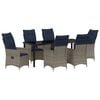vidaXL Tisch- und Stuhlset mit Kissen 7 pcs Grau PE-Rattan