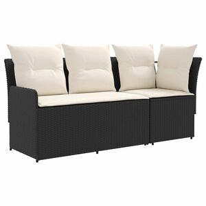 vidaXL 2 stk. Gartenarmsessel mit Ecksofa PE-Rattan Schwarz und Creme