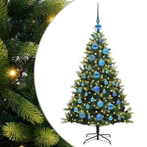 vidaXL K&uuml;nstlicher geflammter Weihnachtsbaum 150 LEDs Gr&uuml;n 120 cm