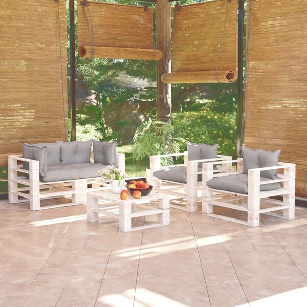 vidaXL 5-tlg. Garten-Lounge-Set aus Paletten mit Kissen Kiefernholz