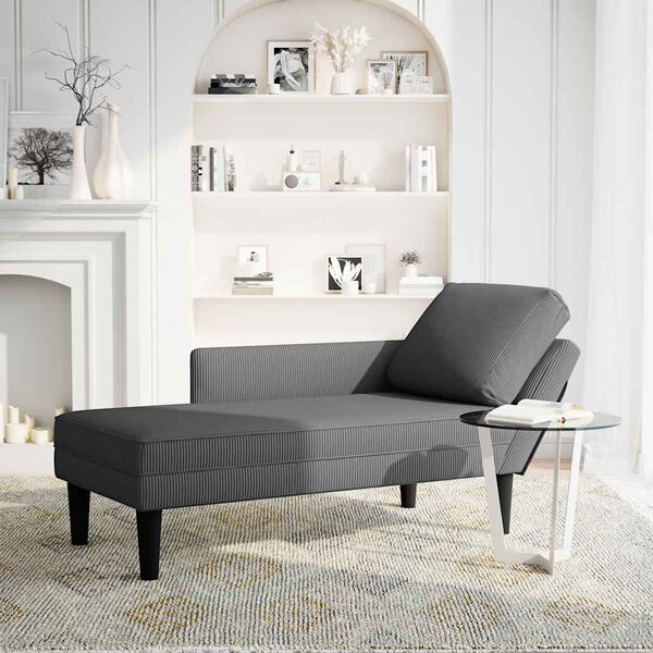 vidaXL Chaiselongue mit Kissen Dunkelgrau Cordstoff