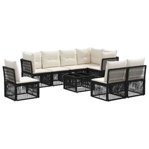 vidaXL Gartensofa-set 9 stk. Schwarz Poly-Rattan