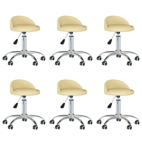 vidaXL Esszimmerst&uuml;hle 6 Stk. Drehbar Creme Kunstleder