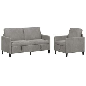 vidaXL Sofa Set mit Stauraum 2 stk. Hellgrau Polyester