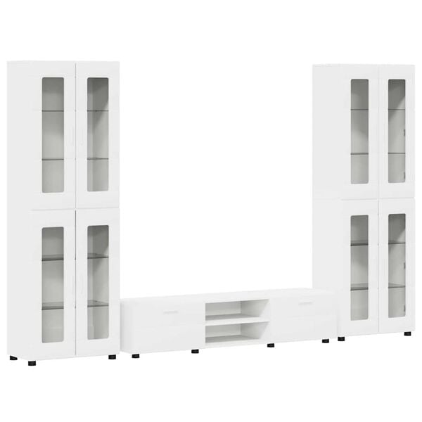 vidaXL TV-Schrankset mit Schubladen mit T&uuml;r FLORIN Wei&szlig; Holzwerkstoff