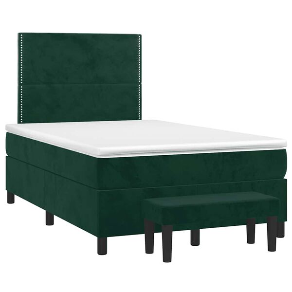 vidaXL Boxspringbett mit Matratze Dunkelgr&uuml;n 100x200 cm Samt