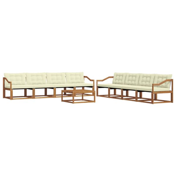 vidaXL Outdoor-Sofagarnitur mit Kissen 9 pcs Natur und Creme