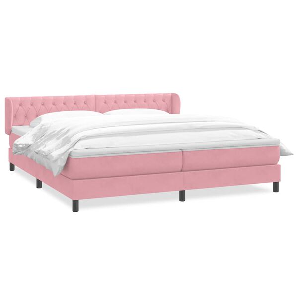 vidaXL Boxspringbett mit Matratzen Rosa 200x210 cm Samt