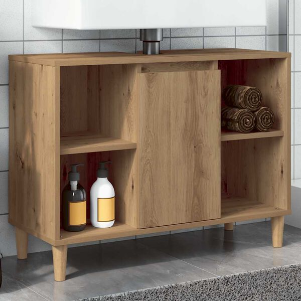 vidaXL Badschrank Braun Artisan-Eiche 80x33x60 cm Holzwerkstoff