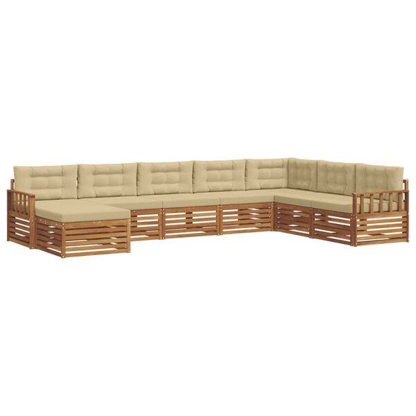 vidaXL Sofagarnituren 8 pcs Natur und Beige Massivholz Akazie