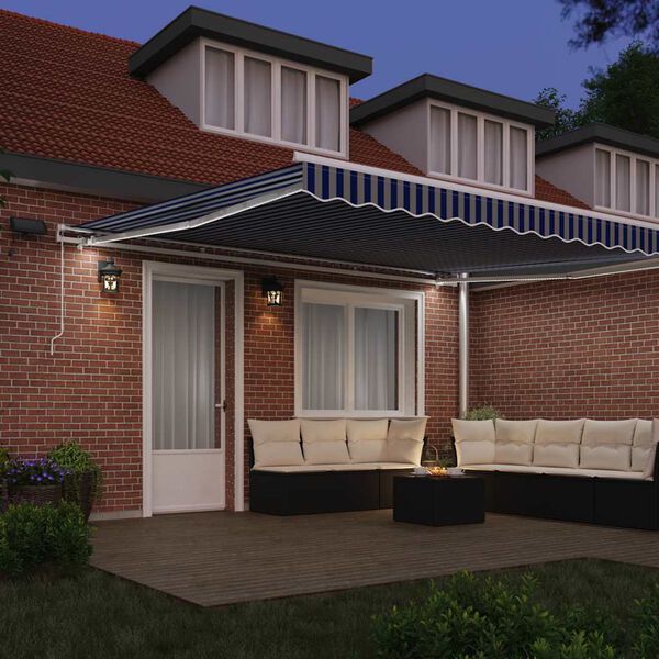 vidaXL Einziehbare Markise Blau und Weiß 450 x 300 cm