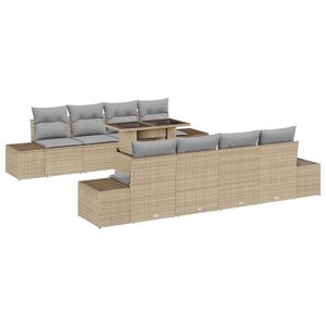 vidaXL Gartensofa-set mit Kissen mit Speicher 9 pcs Beige und Hellgrau