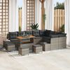 vidaXL Garten-Sofa-Set mit Speicher 13 pcs Grau Poly Rattan
