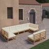 vidaXL 9-tlg Garten-Lounge-Set mit Kissen Honigbraun Massivholz Kiefer