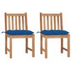 vidaXL Gartenst&uuml;hle 2 Stk. mit Kissen Massivholz Teak