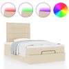 vidaXL Ottoman-Bett mit Matratze & LEDs Creme 120x190 cm Stoff