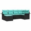 vidaXL Gartensofa-set mit Kissen 6 pcs Schwarz Poly-Rattan