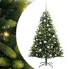 vidaXL K&uuml;nstlicher geflammter Weihnachtsbaum 150 LEDs Gr&uuml;n 150 cm