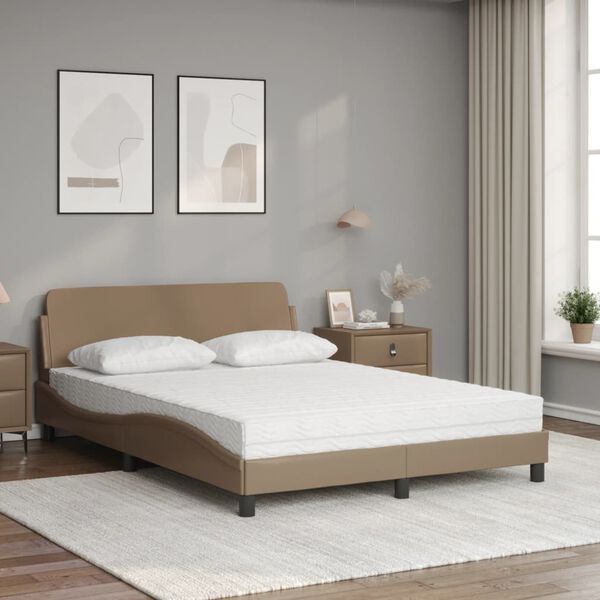 vidaXL Bett mit Matratze "Dover" Cappuccino-Braun 140x200 cm Kunstleder