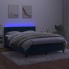 vidaXL Boxspringbett mit Matratze & LED Dunkelblau 140x200 cm Samt