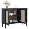 vidaXL Sideboard SENJA Rattan-Optik Schwarz 112x40x80 cm Kiefernholz
