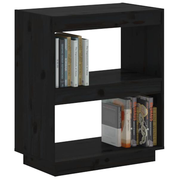 vidaXL Bücherregal Schwarz 60x35x71 cm Massivholz Kiefer
