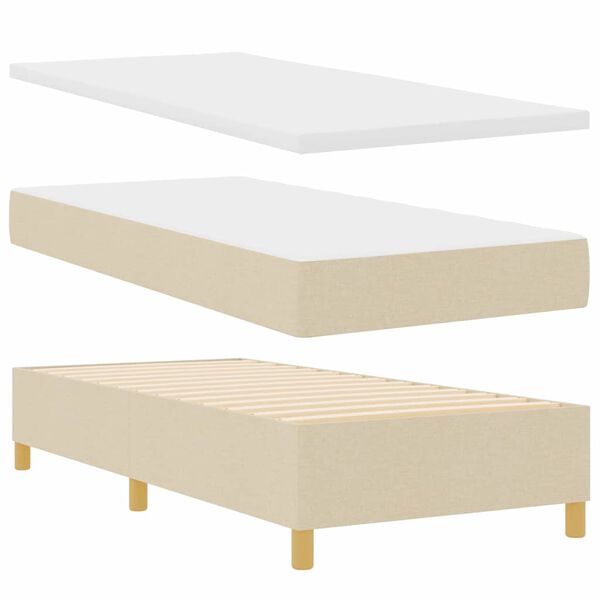 vidaXL Boxspringbett mit Matratze Creme 100 x 200 cm Stoff
