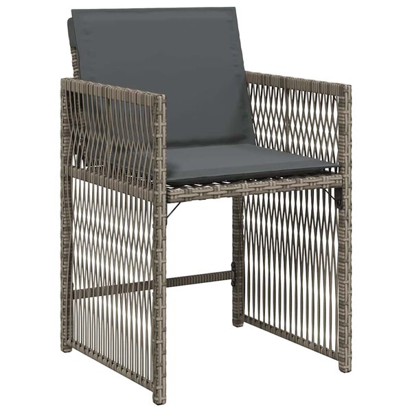 vidaXL Gartenst&uuml;hle mit Kissen 4 Stk. Grau Poly Rattan