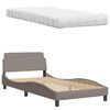 vidaXL Bett mit Matratze "Hanko" Taupe 100x200 cm Stoff