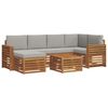 vidaXL Ecksofa Set 7 pcs Nat&uuml;rlich und Hellgrau Massivholz Akazie